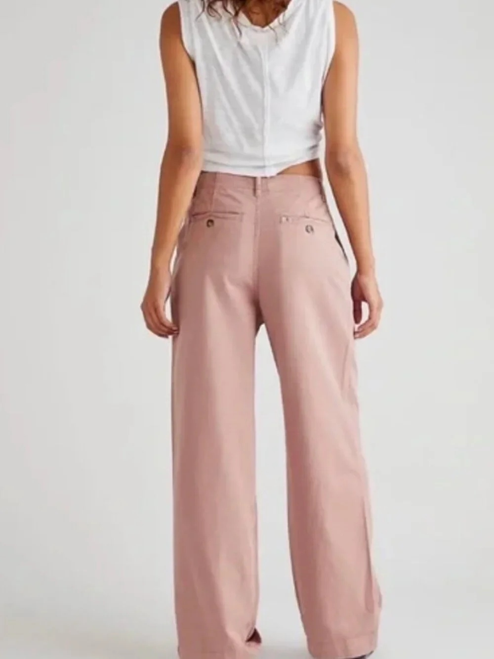 FREE PEOPLE`-ADDY Chino Pants Sz 0 Peachy Pink, EUC - Picture 2 of 3